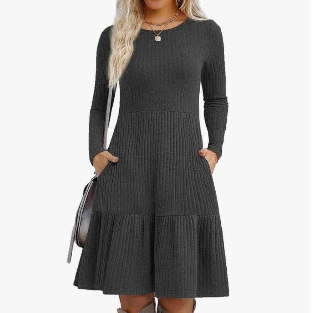 Zeagoo Summer Dress Cotton Long Sleeve Tshirt Dress Casual Mini Beach Dress